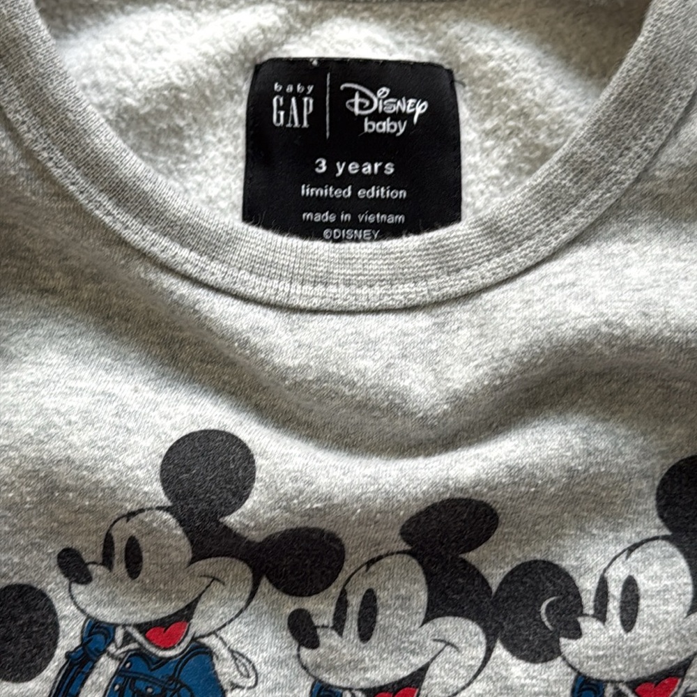 GAP Kids Gray Mickey Mouse sweatshirt boys size 3 - Picture 3 of 5